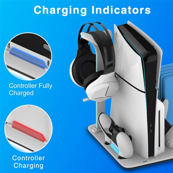 Honcam PS5 Slim 3 Level Cooling Fan Dual Controller Charging Station For Dualsense Edge Controller PS5 Slim New Console