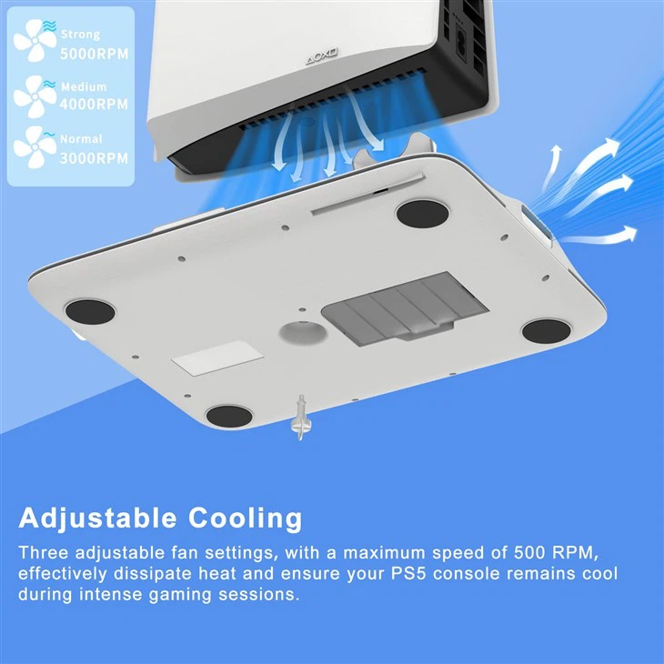 Honcam PS5 Slim 3 Level Cooling Fan Dual Controller Charging Station For Dualsense Edge Controller PS5 Slim New Console