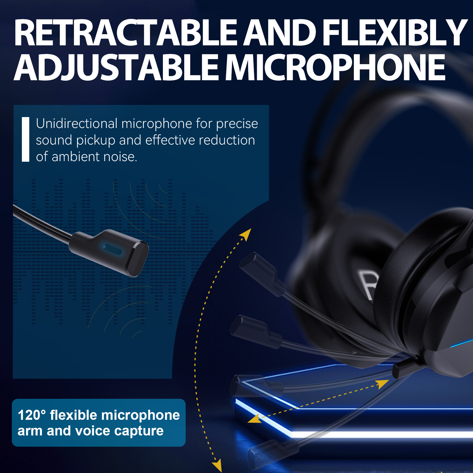 Wireless Gaming Headset Tri-mode Wired/Bluetooth/2.4G Wireless
