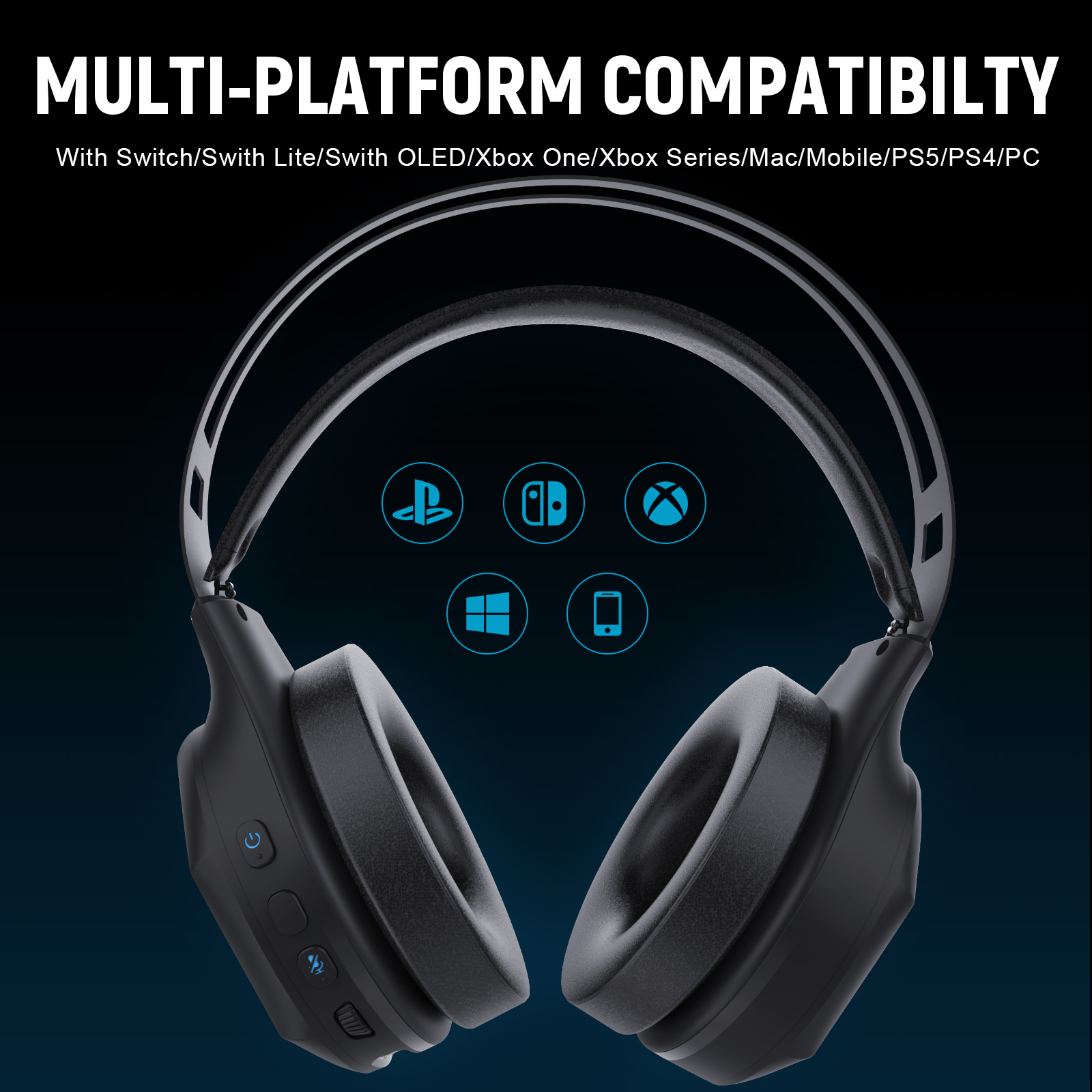 Wireless Gaming Headset Tri-mode Wired/Bluetooth/2.4G Wireless