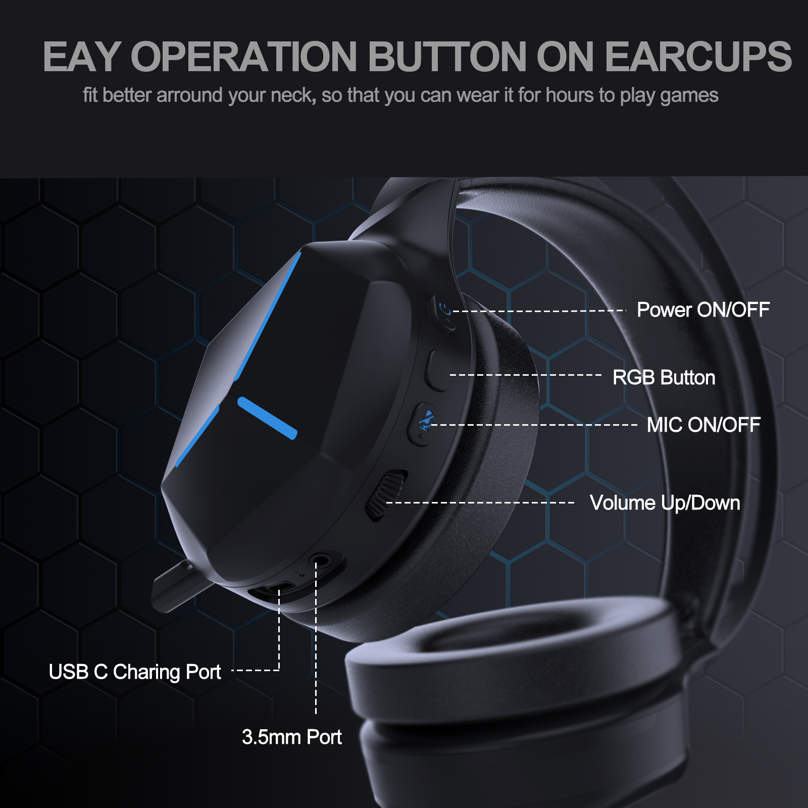 Wireless Gaming Headset Tri-mode Wired/Bluetooth/2.4G Wireless