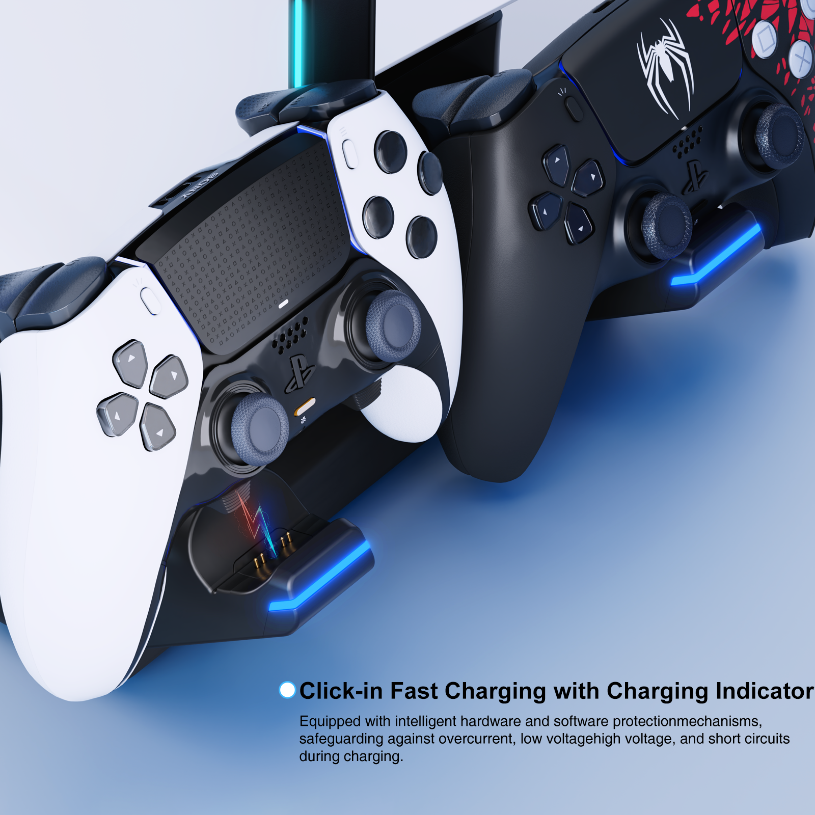 Honcam RGB Horizontal Stand PS5 Slim Console Accessories 2 USB Hubs Charging Stand Dock for Playstation 5 Slim Console