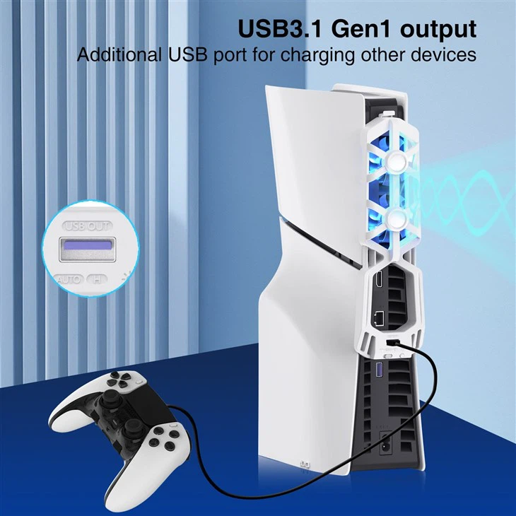 Honcam PS5 Fan Cooling Fan For PS5 Playstation 5 Fan Ultimate Cooling Precision Intelligent RPM Control And LED Ambiance