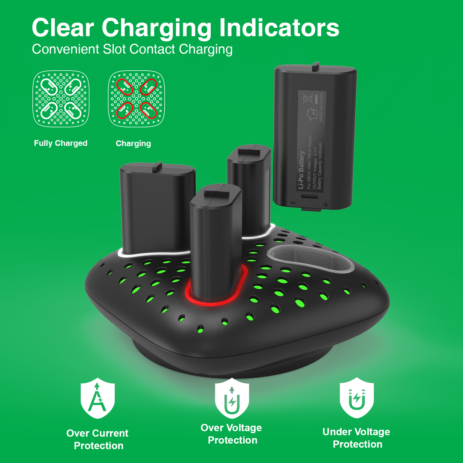 Honcam 4PCS 5180mWh Controller Battery Pack Charging Kit for Xbox One Xbox Series Elite 1 Gen Controllers