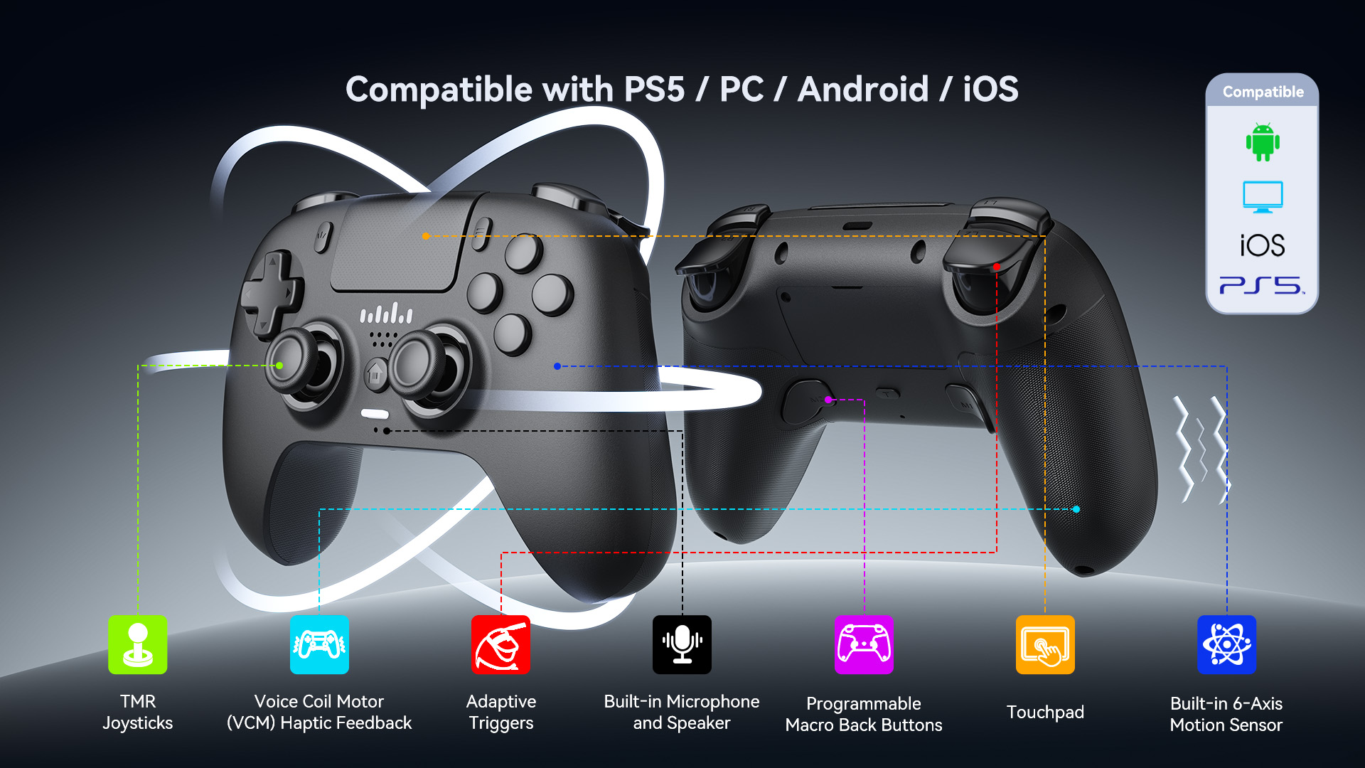 Full-function PS5 Controller that support Haptic Feedback and Adaptive Trigger