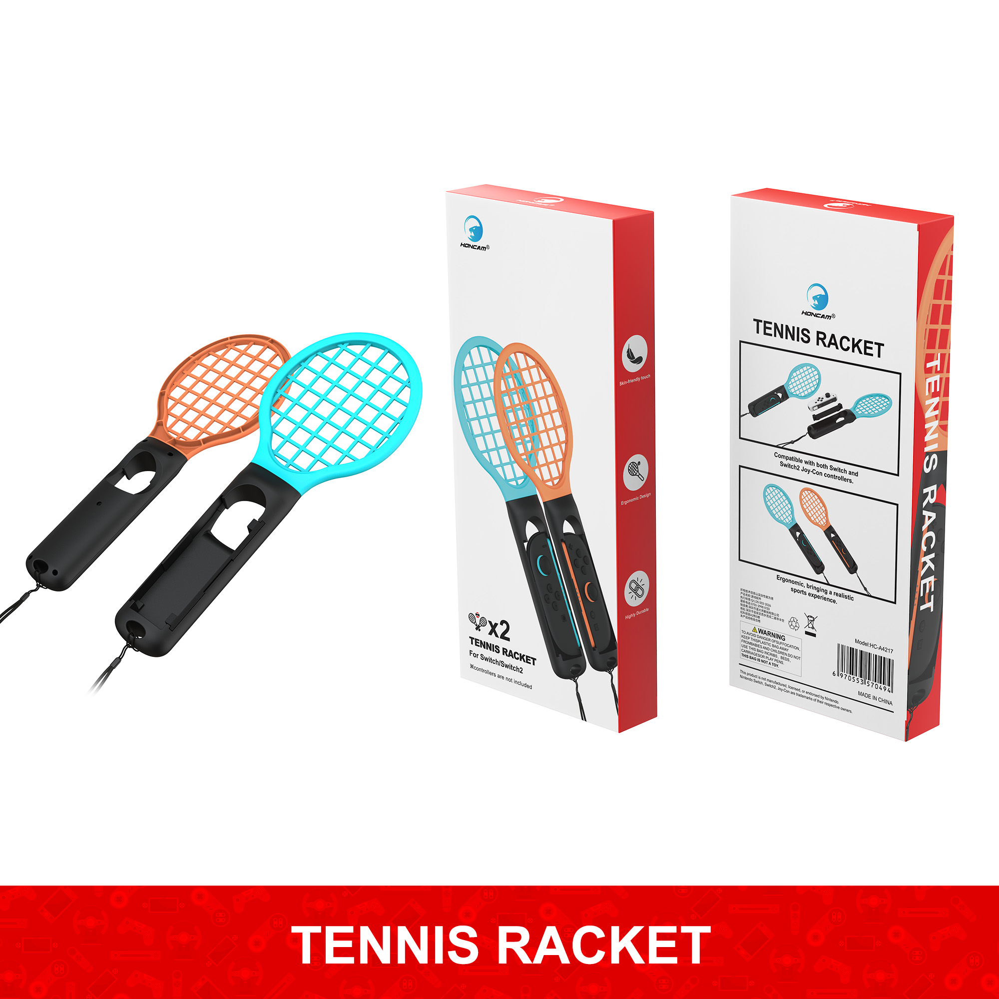 Honcam Switch 2 Tennis Racket Handle Grip Controller Holder